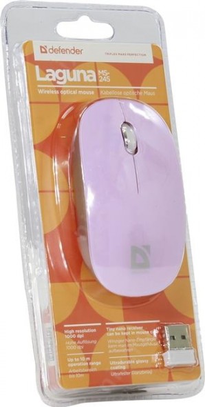 Мышь беспроводная Defender Laguna MS-245 розовый,3 кнопки,1000dpi фото №1185