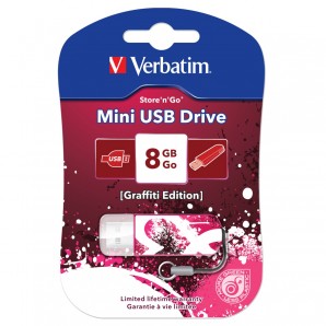 Память Flash USB 08 Gb Verbatim Mini Graffiti Edition Red фото №1208