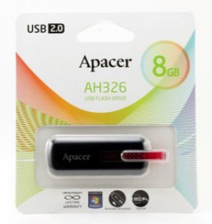 Память Flash USB 08 Gb Apacer AH326 Black фото №1576