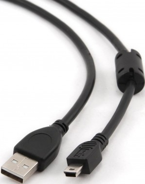 Кабель USB Am/miniB Gembird CCF-USB2-AM5P-6, AM/miniBM 5P, 1.8м, экран, феррит.кольцо, черный, пакет фото №3369