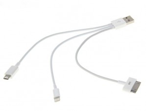 Кабель Luazon USB 3 в 1, для Apple iPhone 4/5, microUSB, белый фото №3393