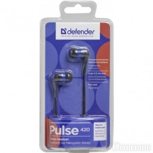 Гарнитура Defender Pulse 420 черный + синий, вставки фото №3458