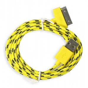 Кабель Smartbuy USB - 30-pin для Apple,iPhone 3/4, нейлон, длина 1,2 м, желтый (iK-412n yellow) фото №3486