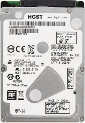 Жёсткий диск Hitachi 500GB HTS545050A7E680(0J38065) (5400rpm) 8Mb 2.5 SATA 7mm фото №3853