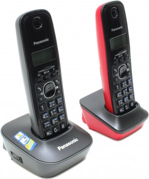 Телефон беспроводной Panasonic KX-TG1612RU3 (черный+красный, 2 трубки) фото №6325