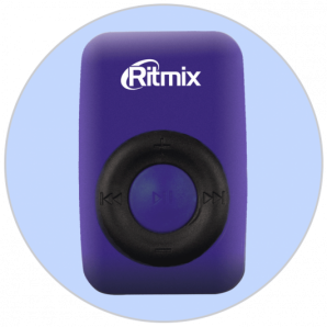 Плеер Flash RITMIX RF-1010 Синий без дисплея, без встроенной памяти, разъем для карты памяти MIcroSD до 16Гб, формат аудио: MP3, клипса для крепления к одежде, световая индикация работы фото №7089