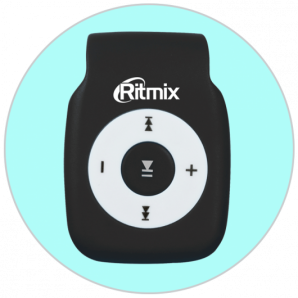 Плеер Flash RITMIX RF-1015 Черный без дисплея, без встроенной памяти, разъем для карты памяти MIcroSD до 16Гб, формат аудио: MP3, клипса для крепления к одежде, световая индикация работы фото №7094