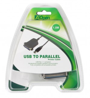 Кабель USB A (вилка) -> LPT <ACU806>1.8м (прямое подключение к LPT порту принтера) Aopen фото №7182
