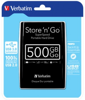 Жёсткий диск Verbatim 500 GB USB 3.0 Store'n'Go Black фото №7286