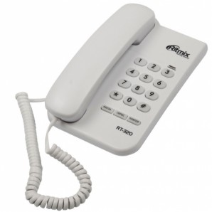 Телефон проводной RITMIX RT-320 Белый аппарат без дисплея, черный, пауза, сброс, повтор номера, световой индикатор, регулировка громкости звонка  (настольный/настенный) фото №8271
