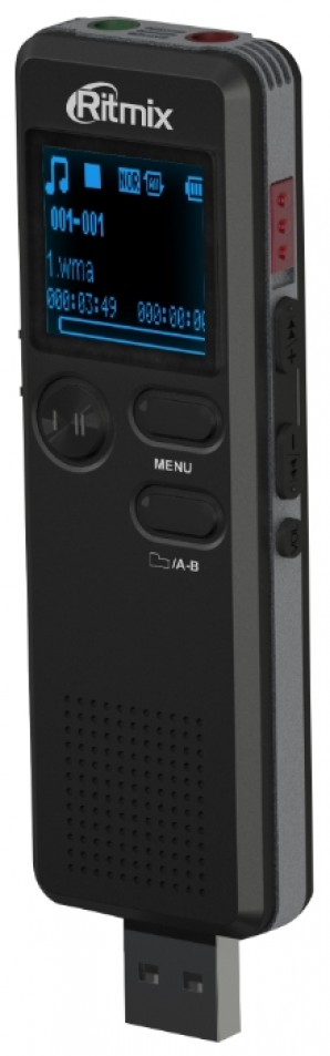 Диктофон RITMIX RR-610 4Gb с прямым подключением к ПК (встроенный USB-коннектор), VOR, воспр. MP3, радио, настройки записи, таймер записи, динамик, цвет - черный фото №8695