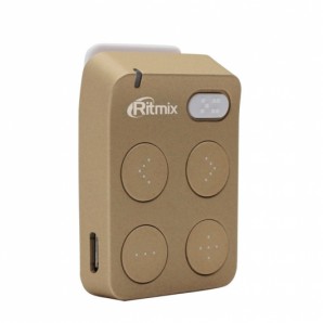 Плеер Flash RITMIX RF-2500 8Gb Золотой без дисплея, кнопочное управление,клипса, слот для карты памяти, формат музыки MP3, WMA, shuffle, цвет - золотой фото №9481