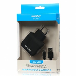 Адаптер питания SmartBuy® RAPID c поддержкой Quick Charge 3.0, soft-touch, 2.1A, белое/серое (SBP-8420) фото №9724