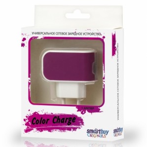 Адаптер питания SmartBuy® COLOR CHARGE, 2А, универсальное, 1хUSB, фиолет (SBP-8030) фото №9759