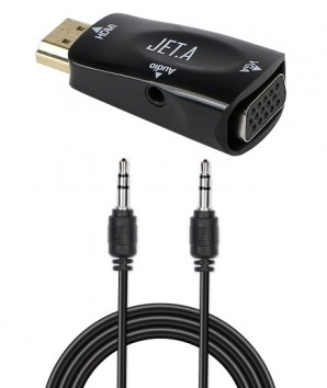 Конвертер HDMI->VGA + аудио Jet.A JA-HV01 чёрный (в комплекте аудиокабель mini Jack-mini Jack 0.5 м) фото №10322