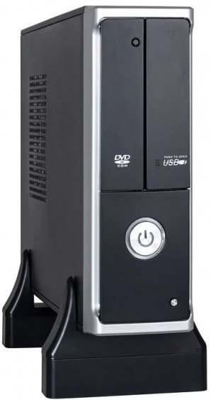 Корпус Exegate MI-205 <Black-Silver, БП M300, 80mm, miniITX, с выключателем, 2*SATA, 2*USB> фото №10542