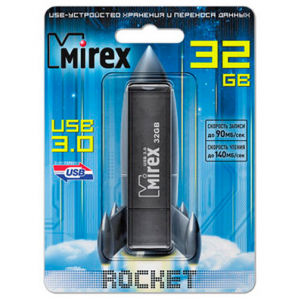 Память Flash USB 64 Gb Mirex ROCKET DARK USB 3.0 R160/W90 фото №10672