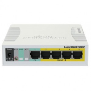 Коммутатор MikroTik RB260GSP 1xSFP, 5x10/100/1000 Gigabit Ethernet, PoE with indoor case and power supply фото №11054