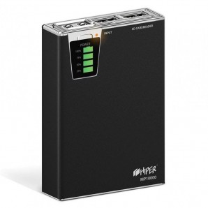 Внешний аккумулятор HIPER Power Bank MP10000, 10000mAh, 2.1A+1A черный 2xUSB фото №12751