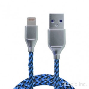 Кабель ACD USB - 8-pin для Apple, Нейлон, 1м, сине-черный (ACD-U927-P5L) фото №13063