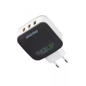 Адаптер питания SmartBuy® BLAST c поддержкой Quick Charge 3.0, glance, 18W, 3 USB, microUSB, черное,  (SBP-110) фото №13508