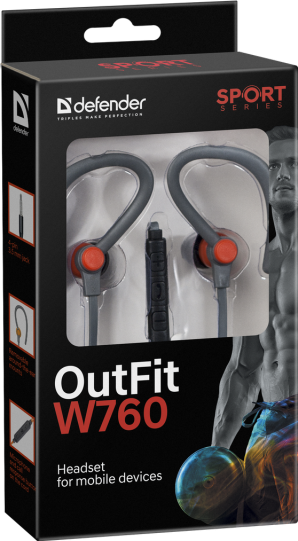 Гарнитура Defender OutFit W760 серый+оранжевый, вставки фото №14019