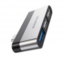 Разветвитель Borofone DH1, алюминий, Type-C, USB3.0 + USB2.0*2., цвет: серый фото №19230