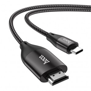 Кабель HOCO UA16 HDMI-Type-C <2.0м> ткань, силикон, поддержка 4К серый фото №20592