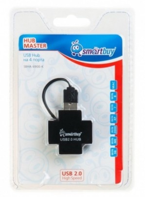 Разветвитель USB 2.0 HUB Smartbuy 4 порта черный (SBHA-6900-K) фото №1586