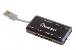 Разветвитель USB 2.0 HUB Хаб + Картридер Smartbuy Combo белый (SBRH-750-W) фото №1603