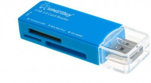 Устройство чтения карт памяти Smartbuy голубой (SBR-749-B) SD, SDHC, MMC, MMCplus, MMCmobile, RS-MMC, microSDHC, microSD, Memory Stick Micro (M2), MS PRO, MS DUO фото №1649