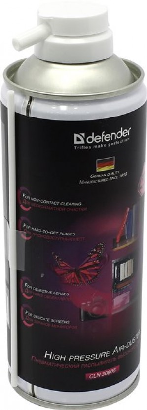 Сжатый газ для продувки пыли DEFENDER CLN30805 для очистки ПК (400 мл) art.30805 фото №2692
