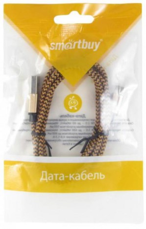 Кабель USB -Am/microB 5p 1.2м Smartbuy хлопок+металл. конн-р, золотой (iK-12met gold) фото №3305