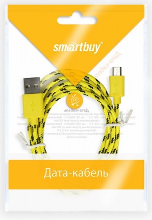 Кабель USB -Am/microB 5p 1.2м Smartbuy нейлон желтый (iK-12n yellow) фото №3317