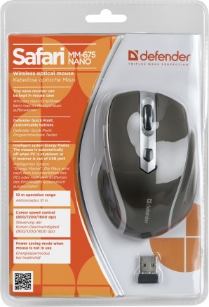 Мышь беспроводная Defender Safari MM-675 Nano Stone (корич),5кн+кл,800/1200/1600dp фото №3971