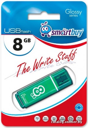 Память Flash USB 08 Gb Smart Buy Glossy series Green фото №4124