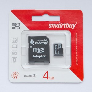 Память MicroSDHC 004Gb Smart Buy class 4 (с адаптером SD) фото №4294