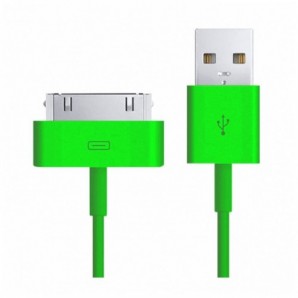 Кабель Smartbuy (iK-412c green) USB - 30-pin для Apple,iPhone 3/4, длина 1,2 м, зеленый фото №7069