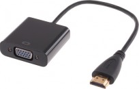 Конвертер HDMI->VGA, HDMI 19 pin на VGA 15 pin черный фото №7787