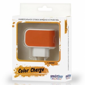 Адаптер питания SmartBuy® COLOR CHARGE, 2А, универсальное, 1хUSB, оранжевое (SBP-8050) фото №9755