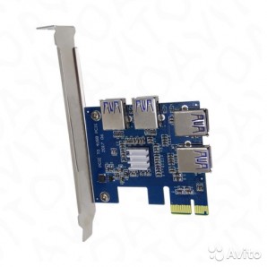 Удлиннитель acs-a204 PCIe 1X to 4-Port PCIe 16X Multiplier Card for Bitcoin Miner фото №11781