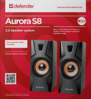 Колонки Defender 2.0 Aurora S8 черный, 8 Вт, питание от USB фото №12452