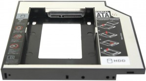 Шасси для 2.5" SATA HDD Пластик/Алюминий для установки в SATA отсек привода ноутбука Slim(12.7мм) фото №12649