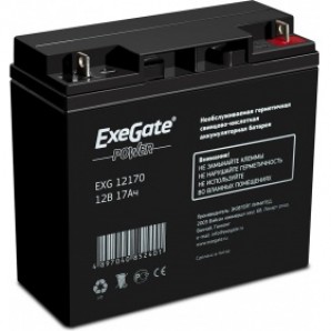 Аккумулятор Exegate Power EXG12170, 12В 17Ач, клеммы под болт M5 (B1) фото №13048
