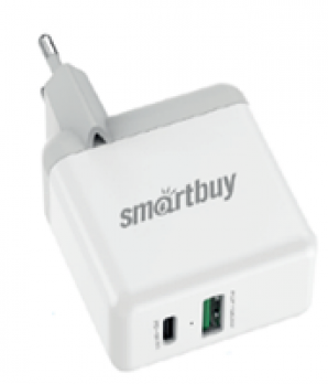 Адаптер питания SmartBuy® FLASH, USB QC 3.0+Type C PD 3 А, белое, 36 Вт, 2 USB (SBP-2024C) фото №13965