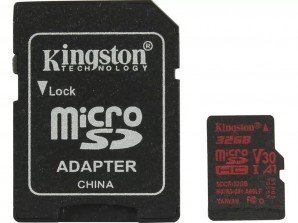 Память MicroSDHC 032Gb Kingston Class10 UHS-I U3 с адаптером Canvas React  100R/80W V30 (SDCR/32GB) фото №14407