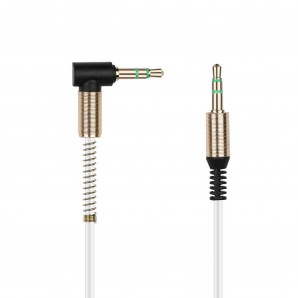 Аудиокабель соединительный SmartBuy® AUX кабель 3.5-3.5 мм (M-M), 1 м, белый, с Г-образным наконечником, (А-35-35-fold white) фото №14729