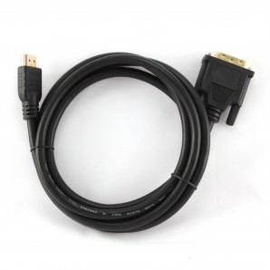 Кабель HDMI-DVI, 0.5м, CC-HDMI-DVI-0.5M, 19M/19M, single link, черный, позол.разъемы, экран, пакет фото №14774