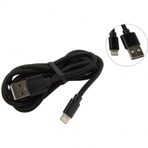 Кабель Jet.A USB - 8-pin для Apple JA-DC44 1м чёрный (в оплётке, USB2.0/lightning 8pin, 2A) фото №14940