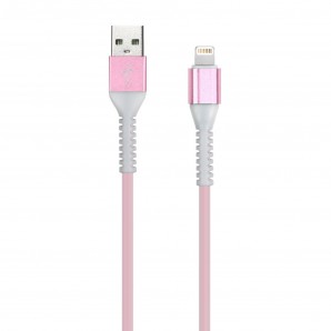 Кабель Smartbuy (iK-512FL rose) USB - 8-pin для Apple, TPE оплетке Flow 3D, 1м. мет.након., <2А, розовый фото №15234